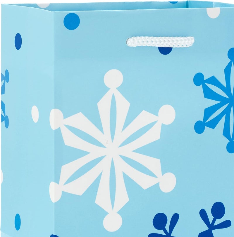 Hallmark Image Arts 5" Small Gift Bags Bulk (10 Blue and White Bags, Snowflakes, Stripes, Snowmen, Polka Dots) for Kids, Coworkers, Gift Cards, Party Favors - Image 5